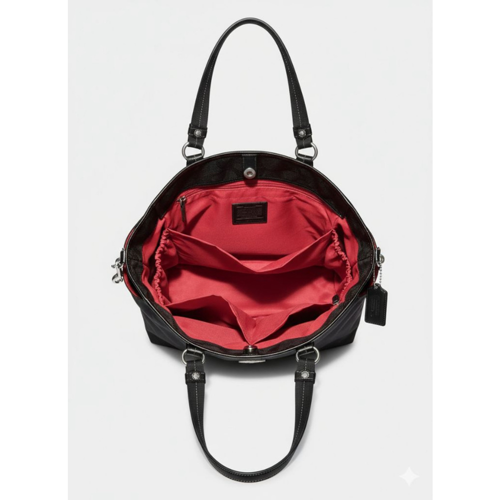 Coach Black Signature Canvas Tote Bag One Size - Picture 9 of 16